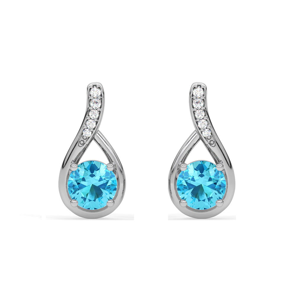 CLARA 925 Sterling Silver Isla Earrings Rhodium Plated, Swiss Zirconia Gift for Women & Girls