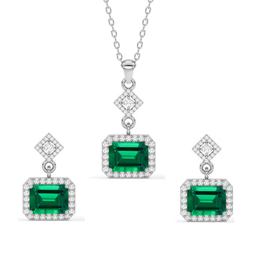 CLARA 925 Sterling Silver Bianca Pendant Earring Chain Jewellery Set 