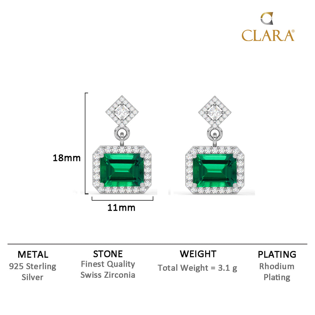 CLARA 925 Sterling Silver Bianca Earrings Rhodium Plated, Swiss Zirconia Gift for Women & Girls