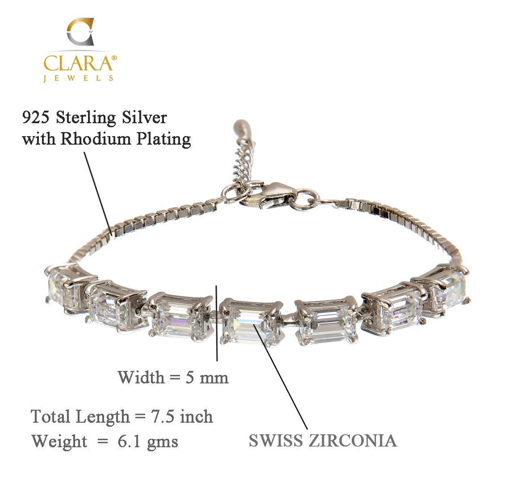 CLARA Made with Swiss Zirconia 925 Sterling Silver Viola Solitaire Bracelet Gift for Women and Girls