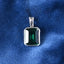 Silver Green Solitaire Men Pendant Necklace with Chain or without Chain