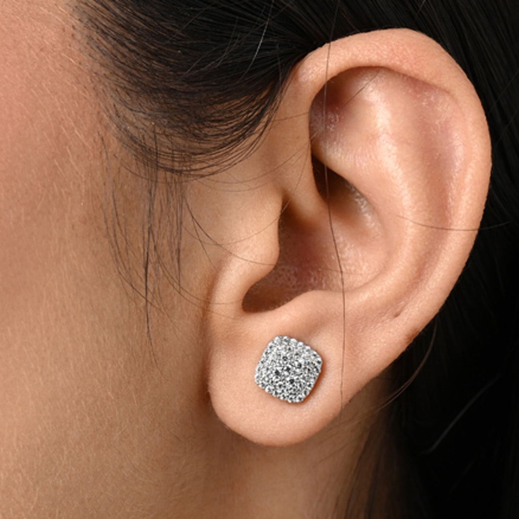 Silver Queen of Diamonds Stud Earrings