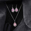 Silver Jino Pink Pear Solitaire Jewellery Set