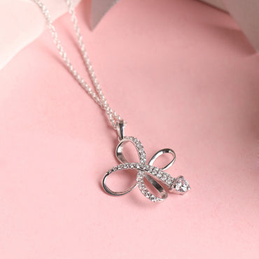 CLARA 925 Sterling Silver Vega Pendant Chain Necklace 