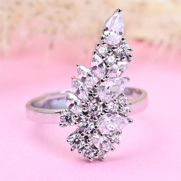 CLARA Pure 925 Sterling Silver Long Finger Ring with Adjustable Band 