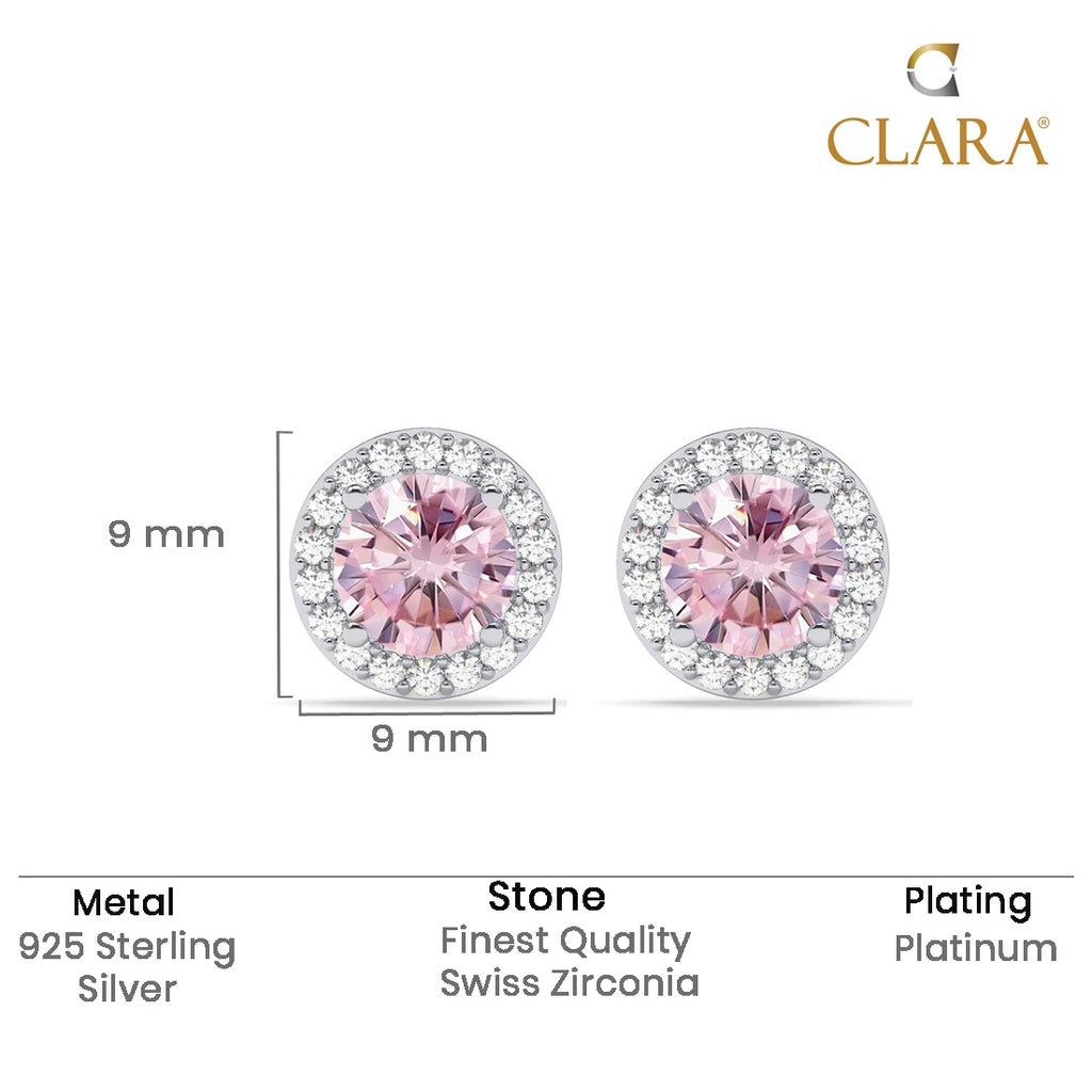 Silver Tove Pink Solitaire Stud Earrings