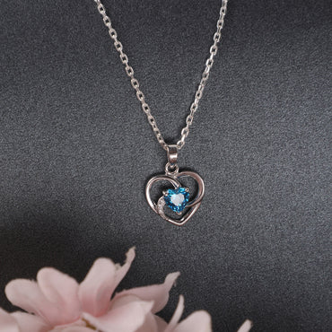 CLARA 925 Sterling Silver Heart Pendant Chain Necklace 