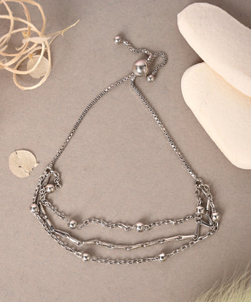 CLARA 925 Pure Silver Multi Chain Bracelet