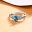 CLARA 925 Sterling Silver Size Adjustable Juni Blue Oval Solitaire Ring