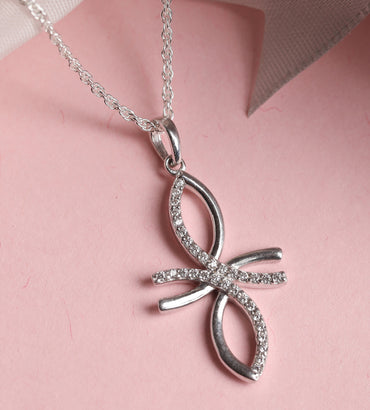 CLARA 925 Sterling Silver Petal Pendant Chain Necklace 