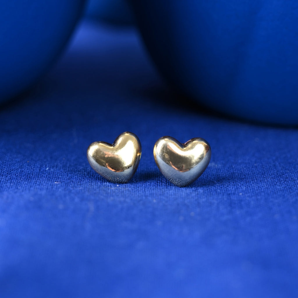 Silver Stella Golden Heart Stud Earrings