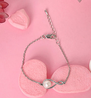 CLARA 925 Pure Silver Real Pearl Hand Bracelet