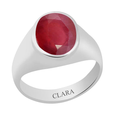 Certified Ruby Premium Manik Bold Silver Ring 3cts or 3.25ratti