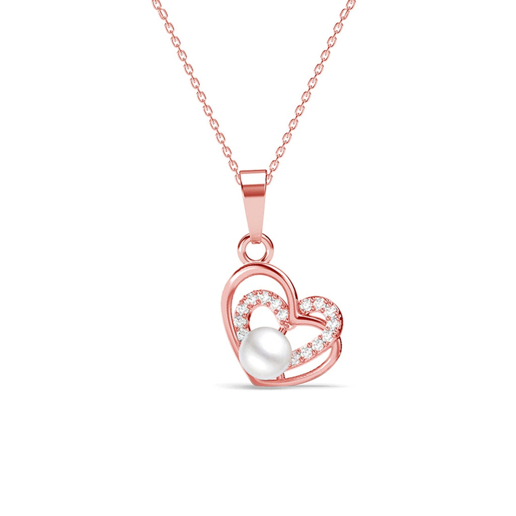 Silver Adah Freshwater Pearl Heart Pendant Chain