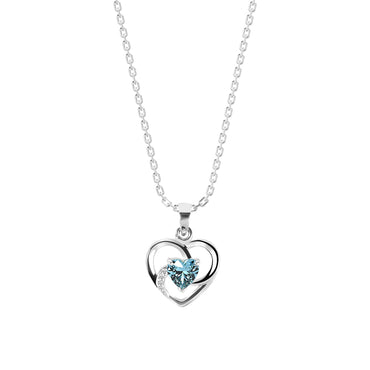 CLARA 925 Sterling Silver Heart Pendant Chain Necklace 