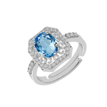 Silver Carol Blue Topaz Solitaire Ring