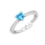 CLARA Pure 925 Sterling Silver Blue Heart Finger Ring with Adjustable Band 