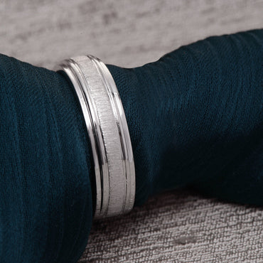 CLARA Pure 925 Sterling Silver Eternity Adjustable Ring Gift for Men and Boys | Partial Matte Finish