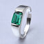 CLARA Real 925 Sterling Silver Emerald Band Ring Size Adjustable, Rhodium Plated, Swiss Zirconia Gift for Men & Boys
