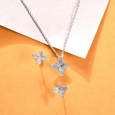 Silver Floral Jewellery Set  