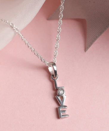 CLARA 925 Sterling Silver Love Pendant Chain Necklace 