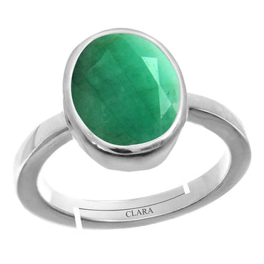Certified Emerald Panna 4.8cts or 5.25ratti 92.5 Sterling Silver Adjustable Ring