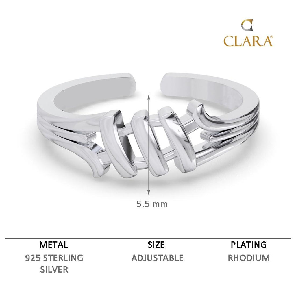 CLARA Pure 925 Sterling Silver Step Finger Ring 