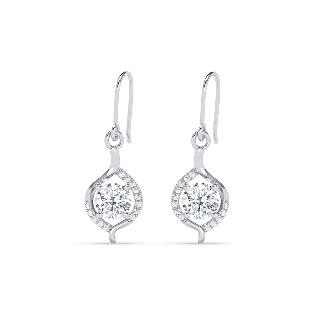 Silver Etta Solitaire Dangle Drop Earrings