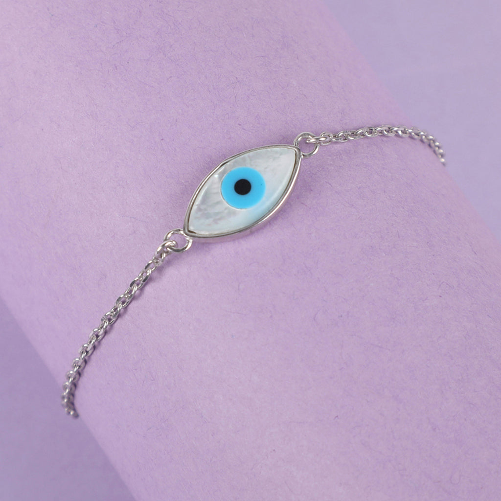 CLARA 925 Sterling Silver Evil Eye Marquise Bracelet