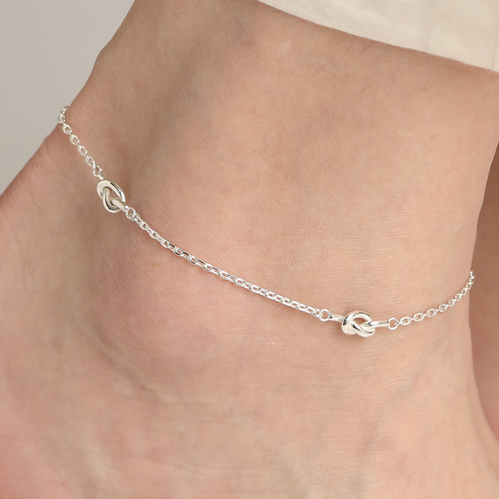 Simple Silver Payal Pure Silver Leg Chain Silver Knot Anklet Payal