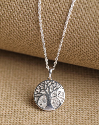 CLARA 925 Sterling Silver Tree of Life Pendant Chain Necklace 
