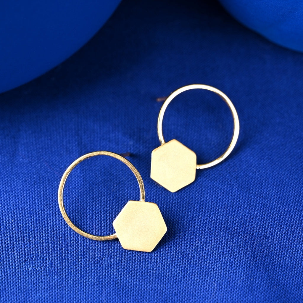 Silver Ava Geometric Matte Finish Stud Earrings