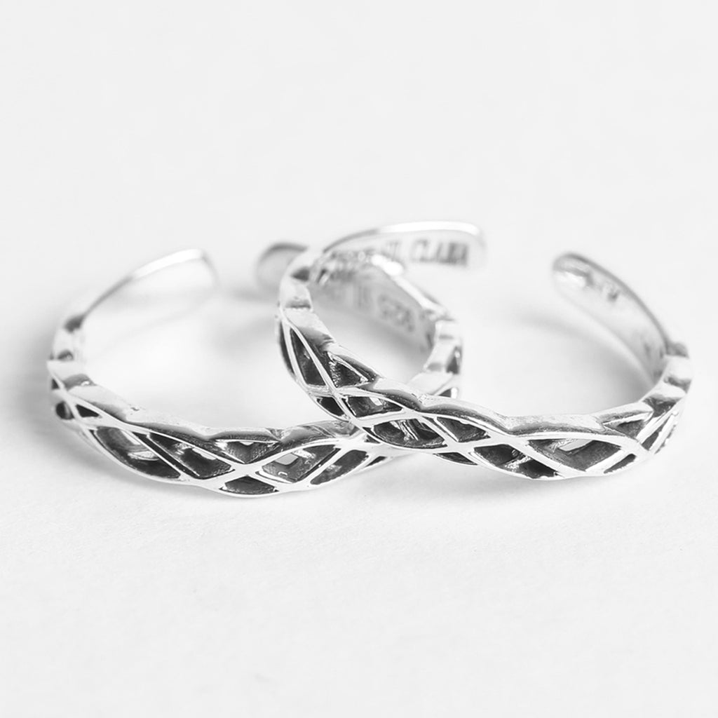 CLARA 925 Sterling Silver Knotted Toe Rings Pair 