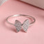 CLARA 925 Sterling Silver Butterfly Ring Rhodium Plated, Swiss Zirconia Gift for Women and Girls