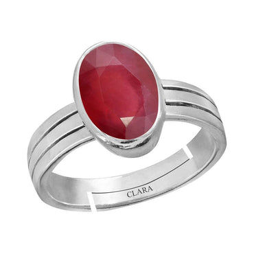 Certified Ruby Manik 8.3cts or 9.25ratti 92.5 Sterling Silver Adjustable Ring