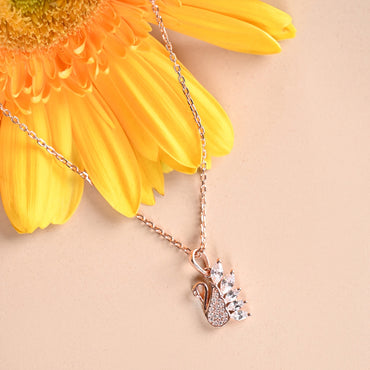 Silver Dancing Swan Pendant Chain  
