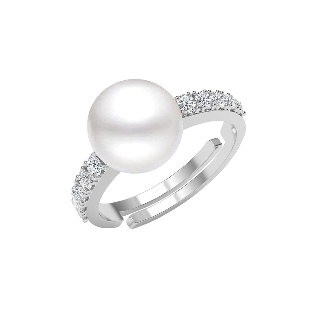 Silver Amore Real Pearl Size Adjustable Ring