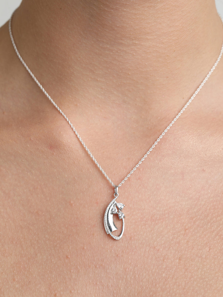 CLARA 925 Sterling Silver Orla Pendant Chain Necklace 