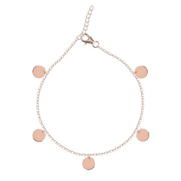 CLARA 925 Sterling Silver Hammered Anklet Payal ( Single ) Adjustable Chain, Rose Gold Plated Gift for Women and Girls