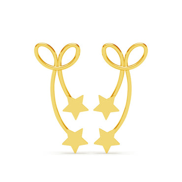 Silver Jane Golden Star Long Earrings