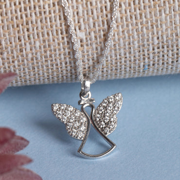 CLARA 925 Sterling Silver Angel Pendant Chain Necklace 