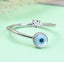 CLARA Pure 925 Sterling Silver Evil Eye Finger Ring with Adjustable Band 