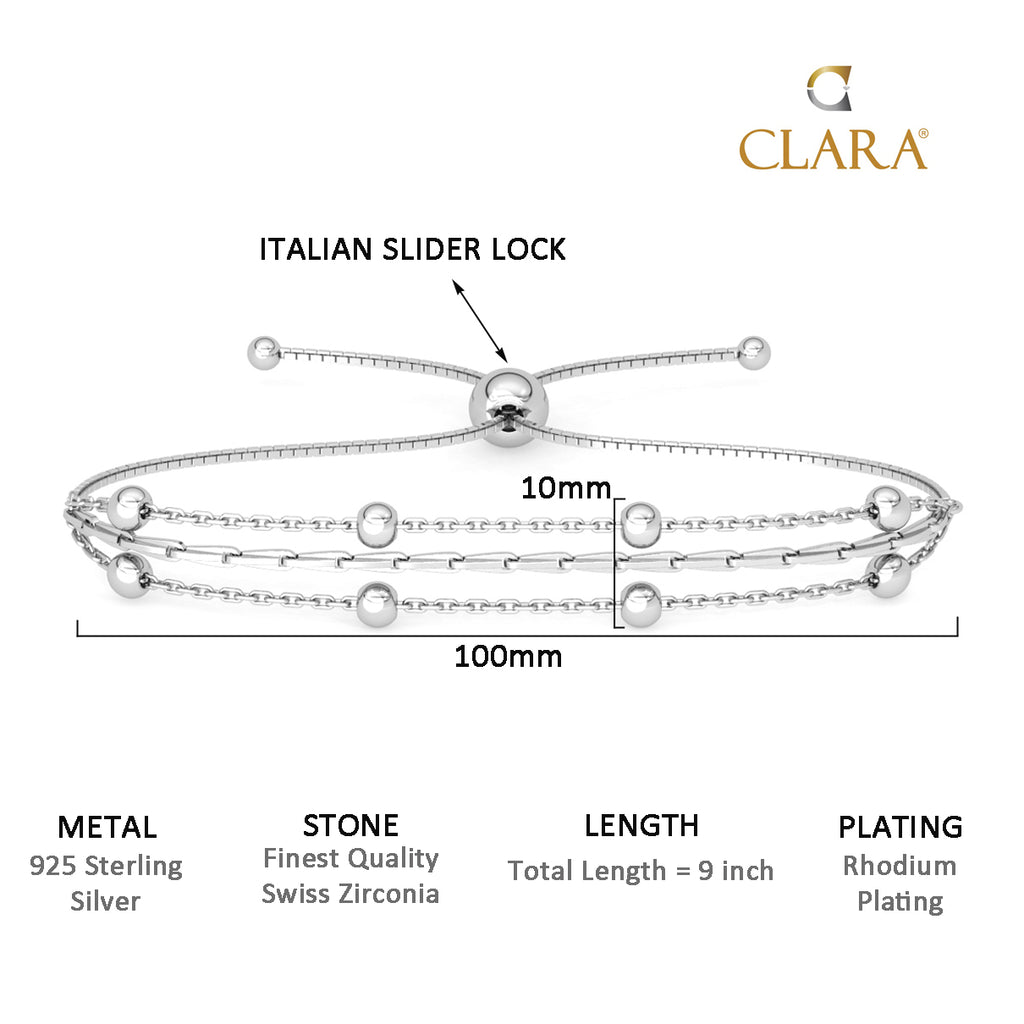 CLARA 925 Pure Silver Multi Chain Bracelet