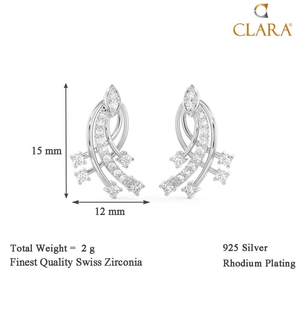 CLARA 925 Sterling Silver Iris Earrings with Screw Back 