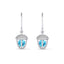 Silver Acorn Blue Solitaire Dangler Earrings