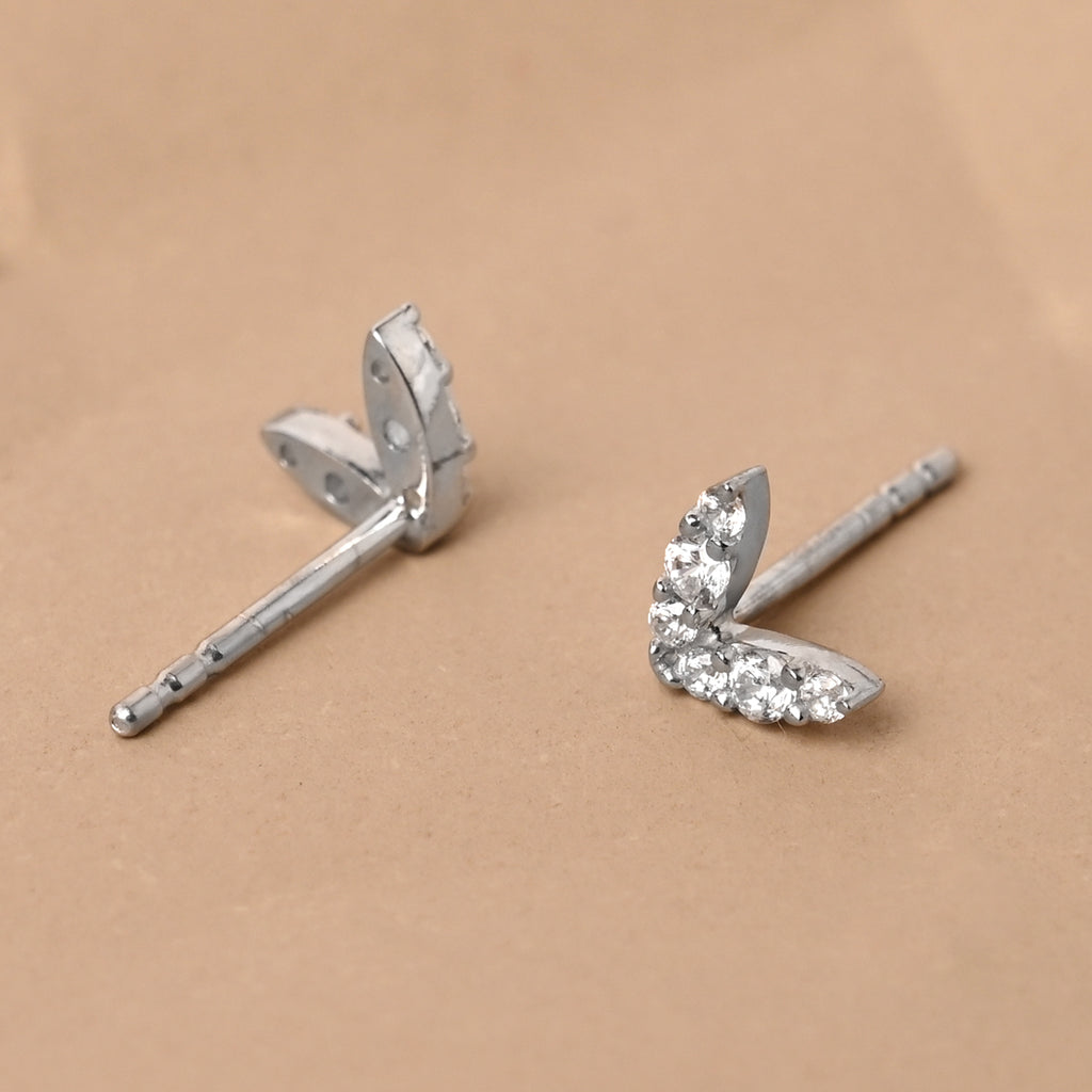 CLARA 925 Sterling Silver V Studs Earrings Gift for Kids Girls