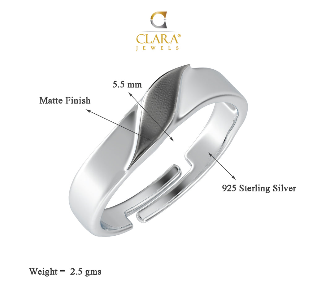 CLARA Pure 925 Sterling Silver Wave Adjustable Ring Gift for Women and Girls