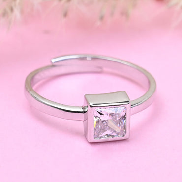 CLARA Pure 925 Sterling Silver Daily Wear Finger Ring with Adjustable Band 