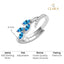 CLARA 925 Sterling Silver Size Adjustable Tonje Curved Blue Leaf Ring