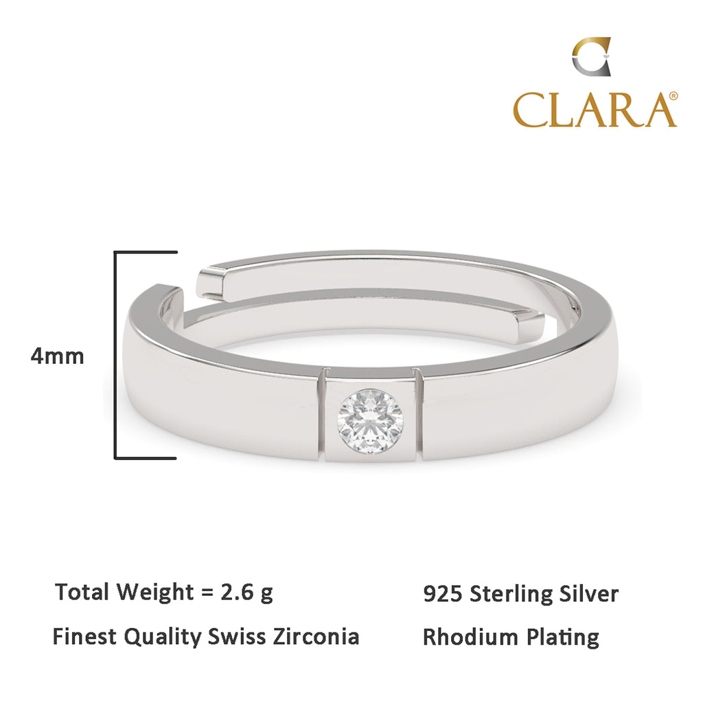 CLARA Real 925 Sterling Silver Elias Band Ring 